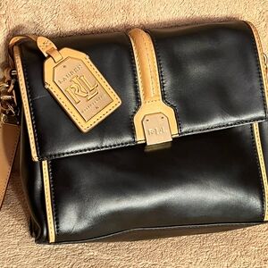 Lauren Ralph Lauren Black and Tan Crossbody Bag